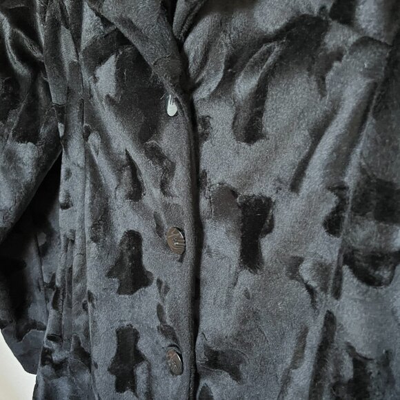 Vintage 90s Black Marbled Jacket - Faux Fur/Velvet -  Size M - worn once - Picture 3 of 6